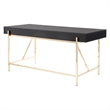 Scranton & Co Black Gloss Desk with Gold Frame and 3 Drawers