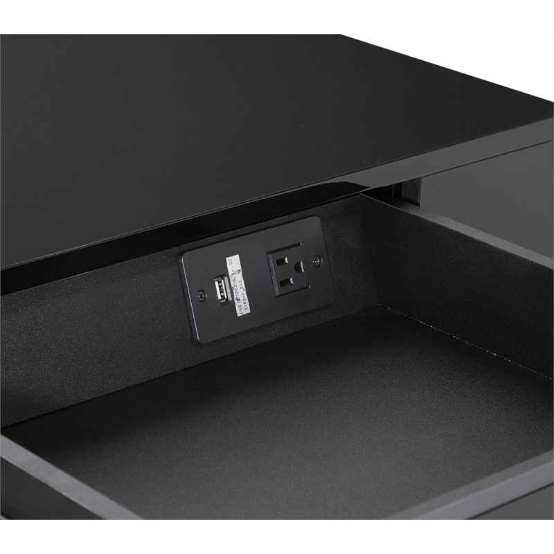 Scranton & Co Black Gloss Desk with Gold Frame and 3 Drawers