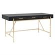Scranton & Co Black Gloss Desk with Gold Frame and 3 Drawers