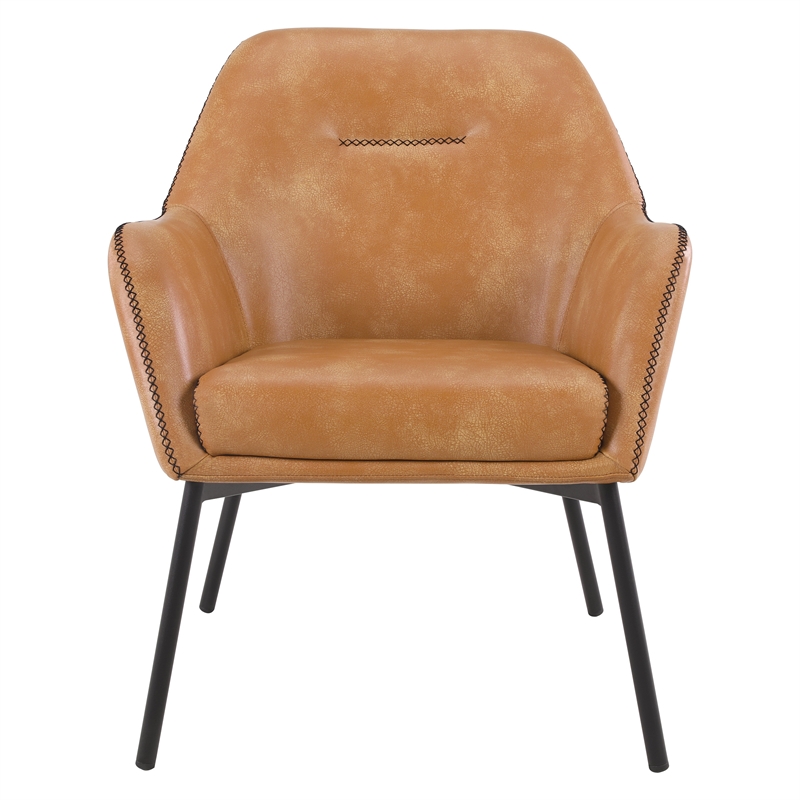 Scranton & Co Sand Brown Faux Leather Accent Chair with Black Stitch