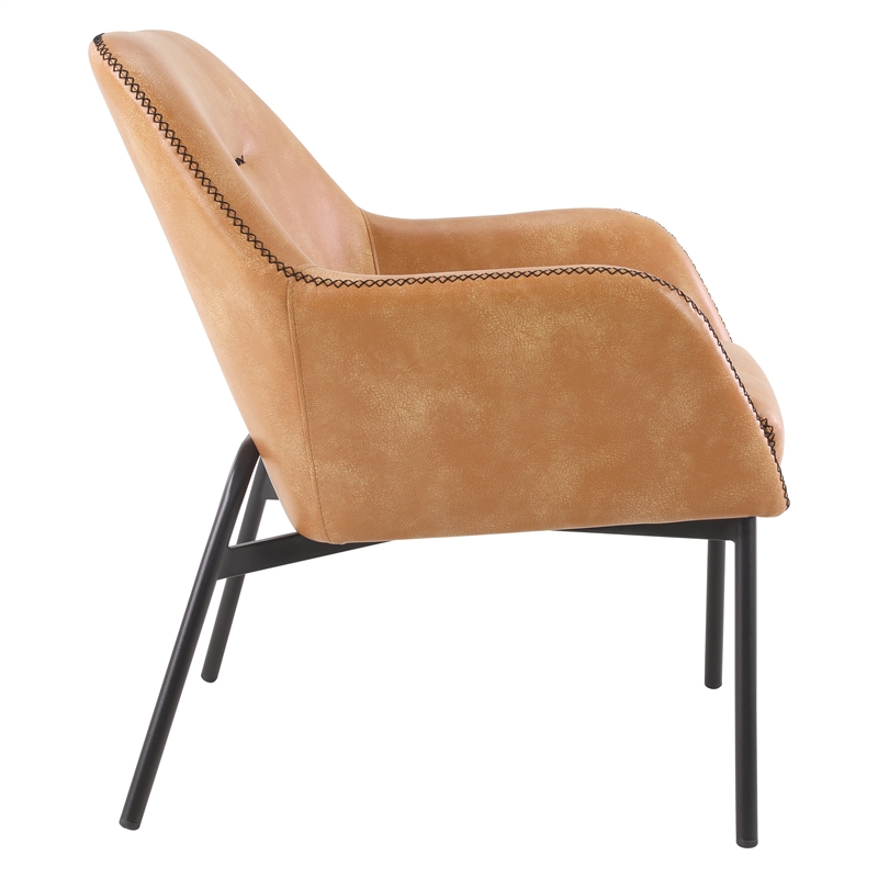 Scranton & Co Sand Brown Faux Leather Accent Chair with Black Stitch