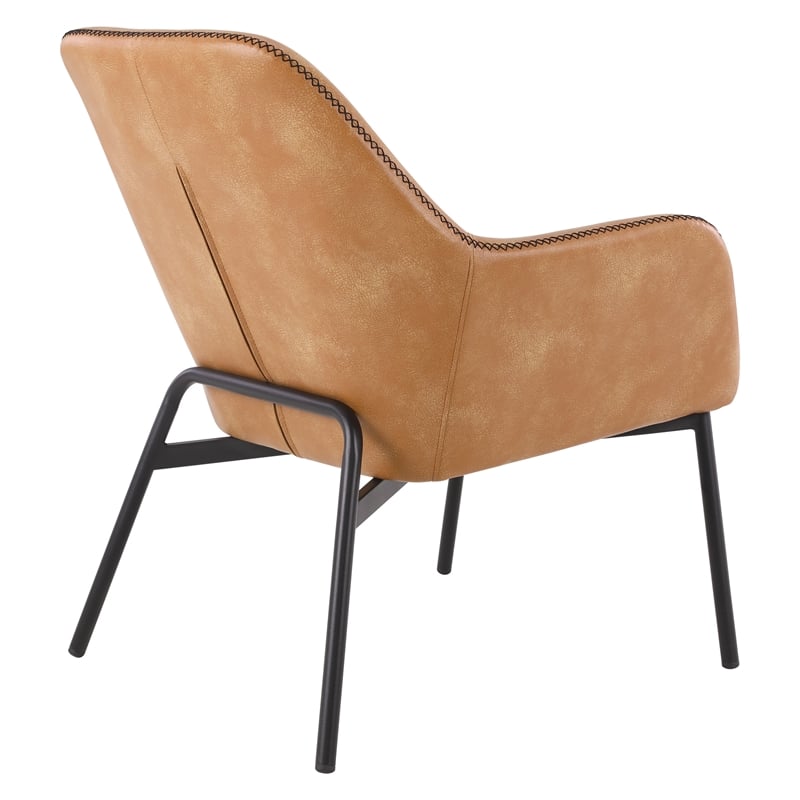 Scranton & Co Sand Brown Faux Leather Accent Chair with Black Stitch