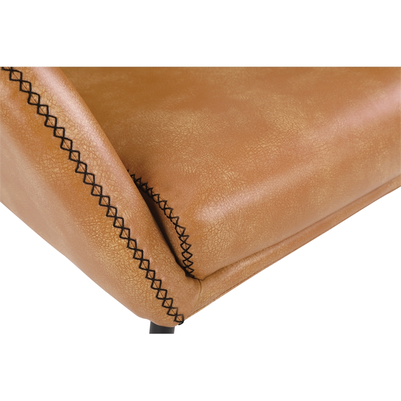 Scranton & Co Sand Brown Faux Leather Accent Chair with Black Stitch