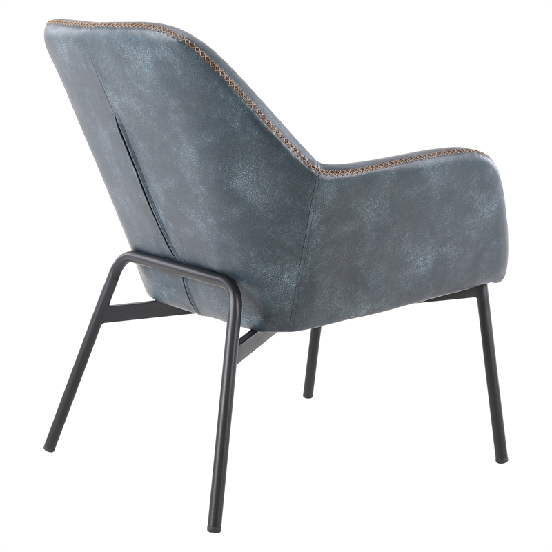 Scranton & Co Navy Faux Leather Accent Chair with Gold Contrast Stitch