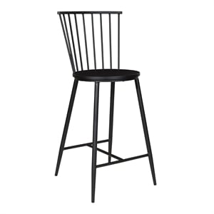 Scranton & Co 26&quot Metal Counter Stool in Black with Curved Back Support