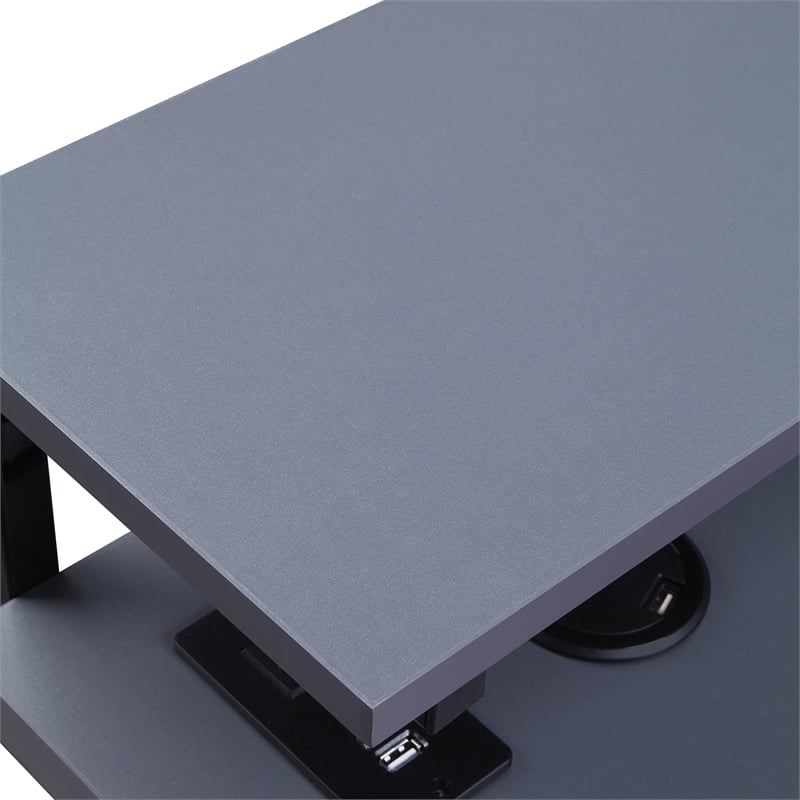 Scranton & Co L-Shaped Black Gaming Desk with RGB LED and Power Hub
