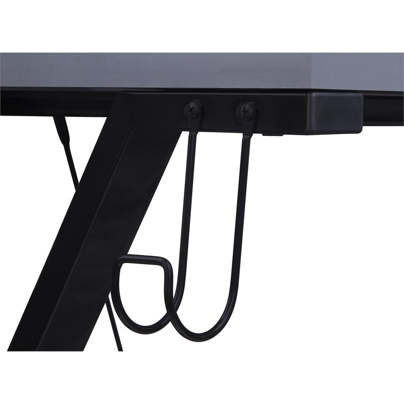 Scranton & Co L-Shaped Black Gaming Desk with RGB LED and Power Hub