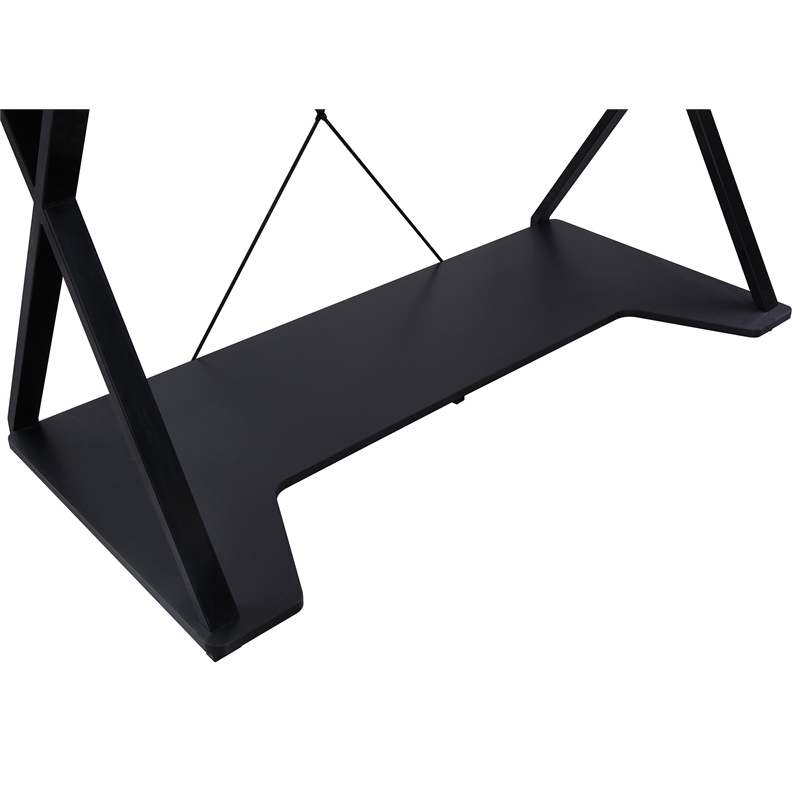 Scranton & Co Black and Carbon Gaming Desk with RGB LED and Power Hub