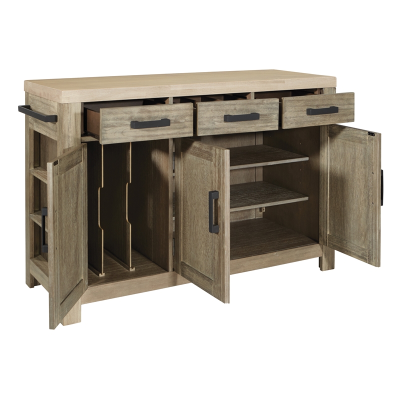 Scranton & Co Natural Kitchen Island with Spice Rack and Wood Top