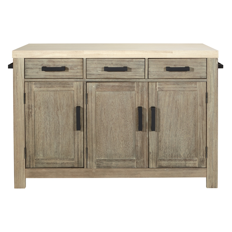 Scranton & Co Natural Kitchen Island with Spice Rack and Wood Top
