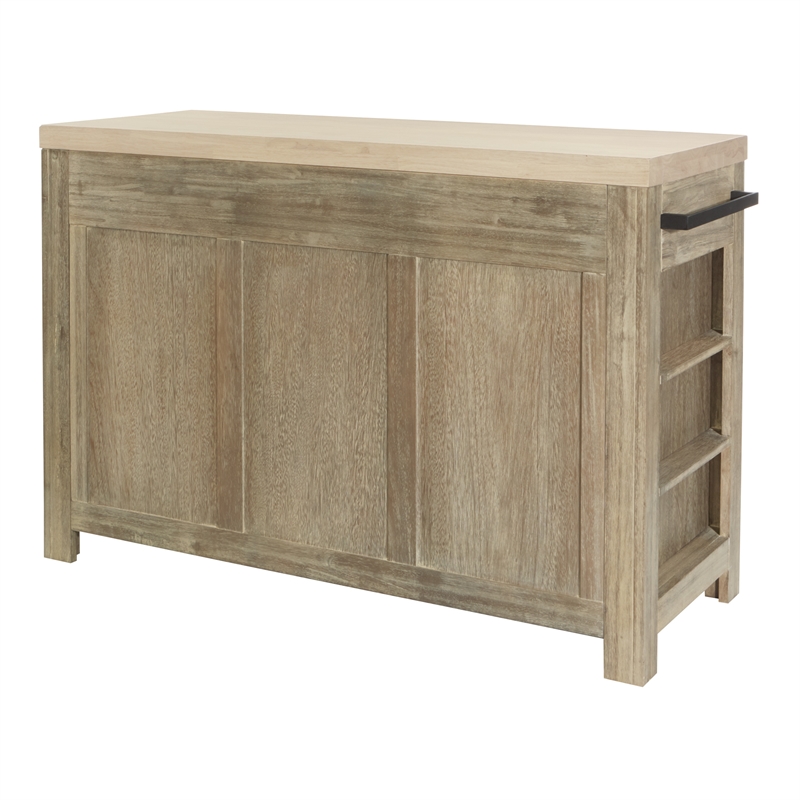 Scranton & Co Natural Kitchen Island with Spice Rack and Wood Top