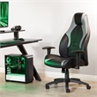 Scranton & Co Black Faux Leather Gaming Chair with Gray Accents & Lumbar Support