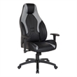 Scranton & Co Black Faux Leather Gaming Chair with Gray Accents & Lumbar Support