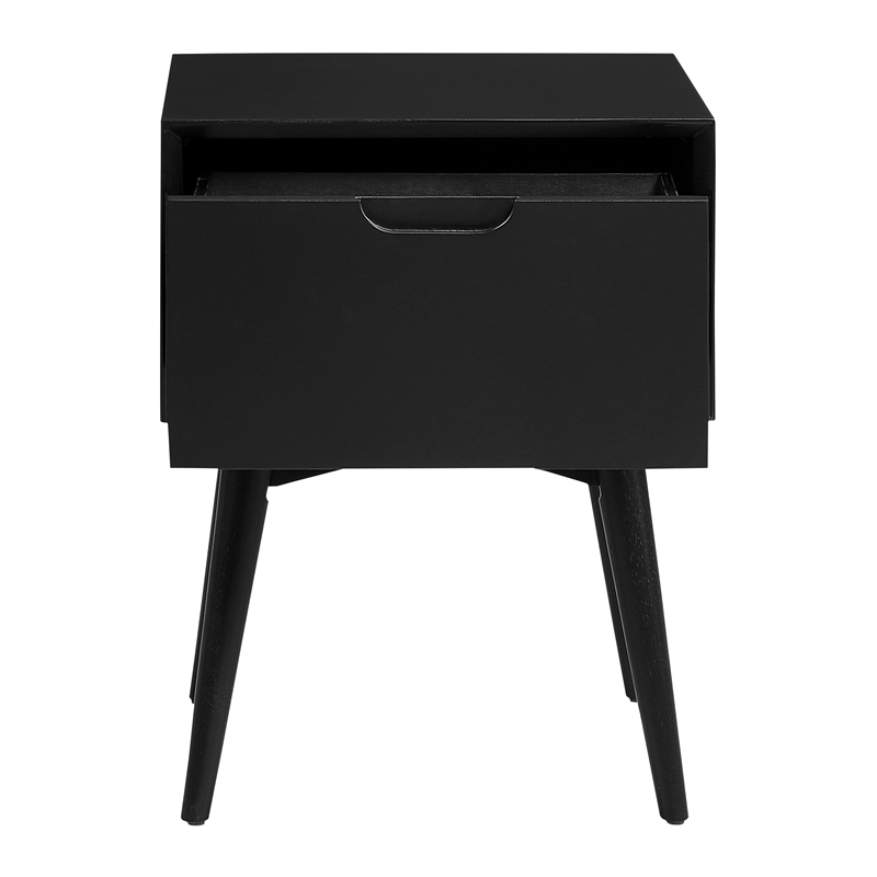 Scranton & Co Mid-Century Modern Accent Table with Drawer in Black Wood
