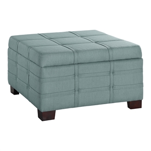 Scranton & Co 30&quot Square Storage Ottoman in Sea Blue with Strap Detail