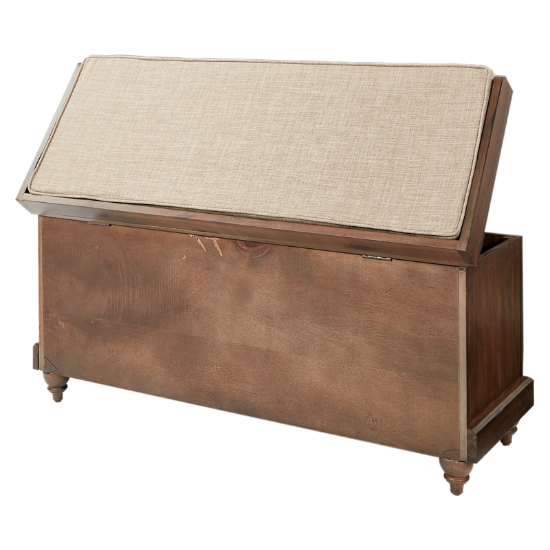 Scranton & Co Coastal Wood Storage Bench in Distressed Brown with Louvered Front