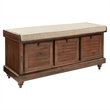 Scranton & Co Coastal Wood Storage Bench in Distressed Brown with Louvered Front