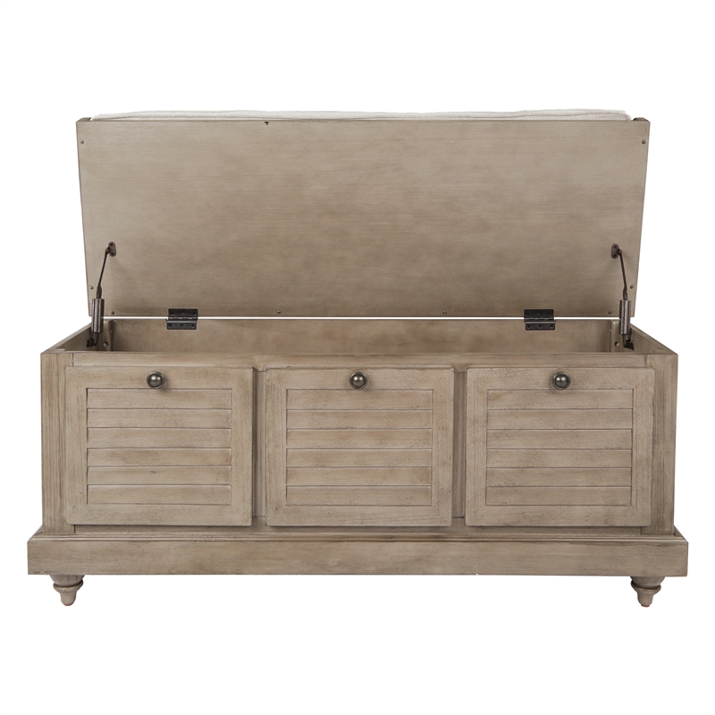 Scranton & Co Coastal Wood Storage Bench in Antique Gray with Louvered Front