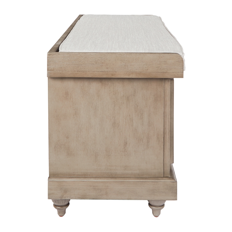 Scranton & Co Coastal Wood Storage Bench in Antique Gray with Louvered Front