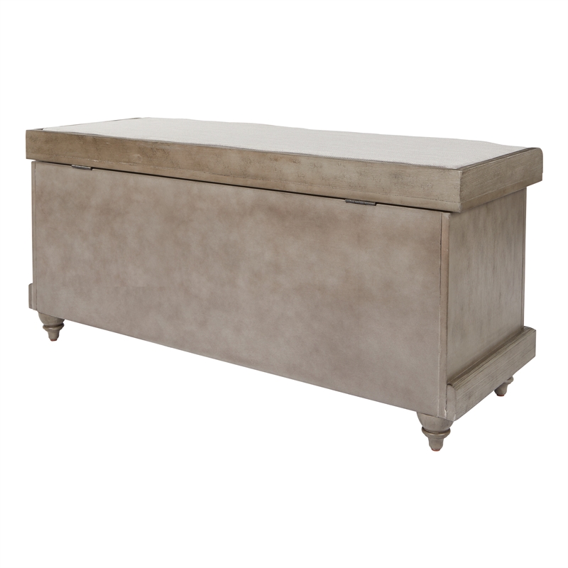 Scranton & Co Coastal Wood Storage Bench in Antique Gray with Louvered Front