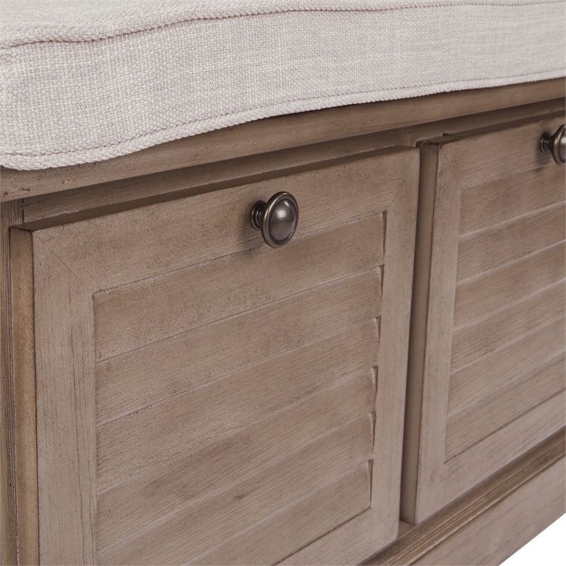 Scranton & Co Coastal Wood Storage Bench in Antique Gray with Louvered Front