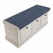 Scranton & Co Coastal Wood Storage Bench in Distressed White with Navy Cushion