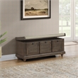 Scranton & Co Coastal Storage Bench in Dark Walnut with Beige Cushion Assembled