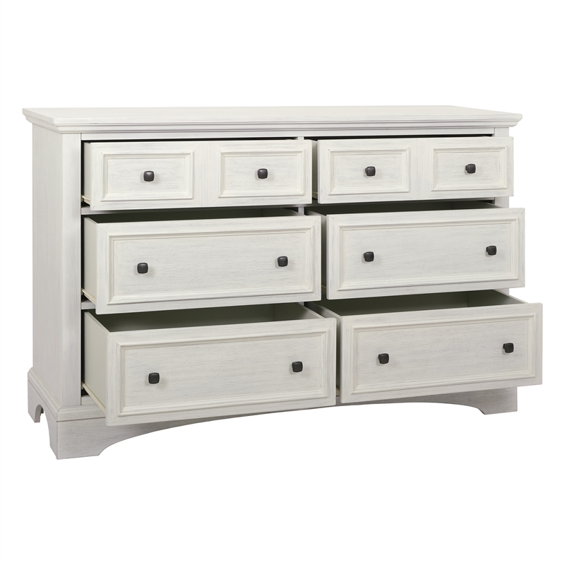 Scranton & Co 6-Drawer Farmhouse Dresser in Rustic White Engineered Wood