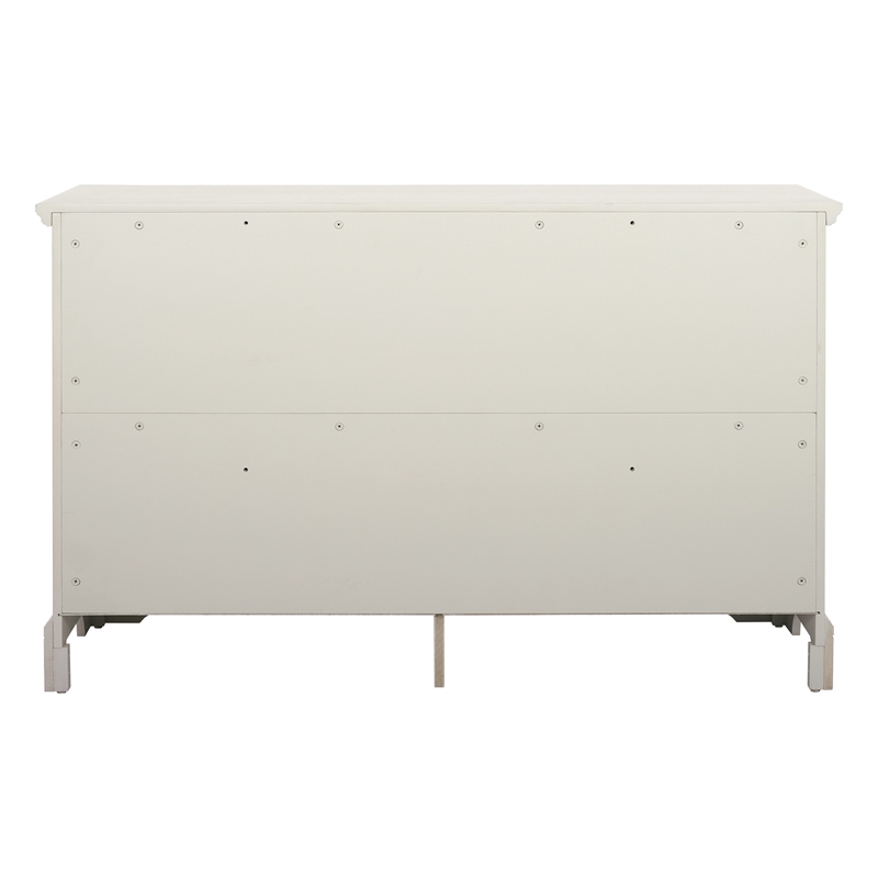 Scranton & Co 6-Drawer Farmhouse Dresser in Rustic White Engineered Wood