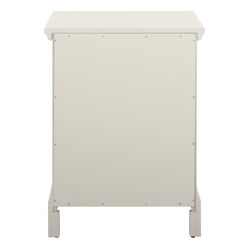 Scranton & Co 2-Drawer Farmhouse Nightstand in Rustic White with Pull-Out Tray