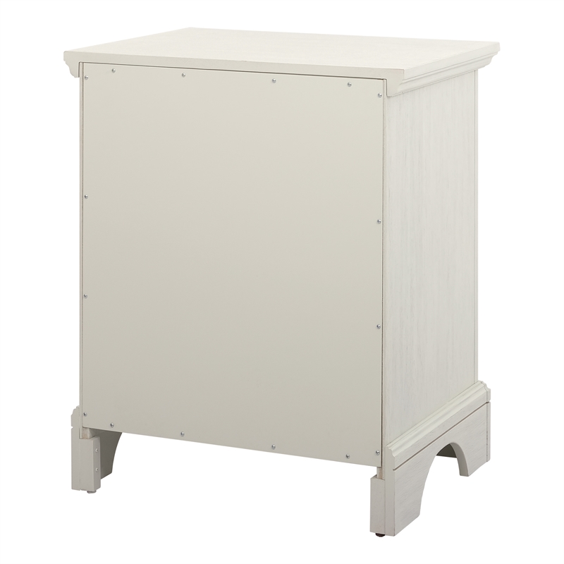 Scranton & Co 2-Drawer Farmhouse Nightstand in Rustic White with Pull-Out Tray