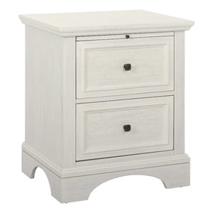 Scranton & Co 2-Drawer Farmhouse Nightstand in Rustic White with Pull-Out Tray