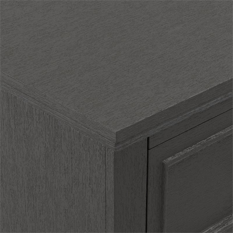 Scranton & Co 2-Drawer Farmhouse Nightstand in Rustic Black with Pull-Out Tray