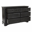 Scranton & Co 6-Drawer Farmhouse Dresser in Rustic Black Mahogany Wood Veneer