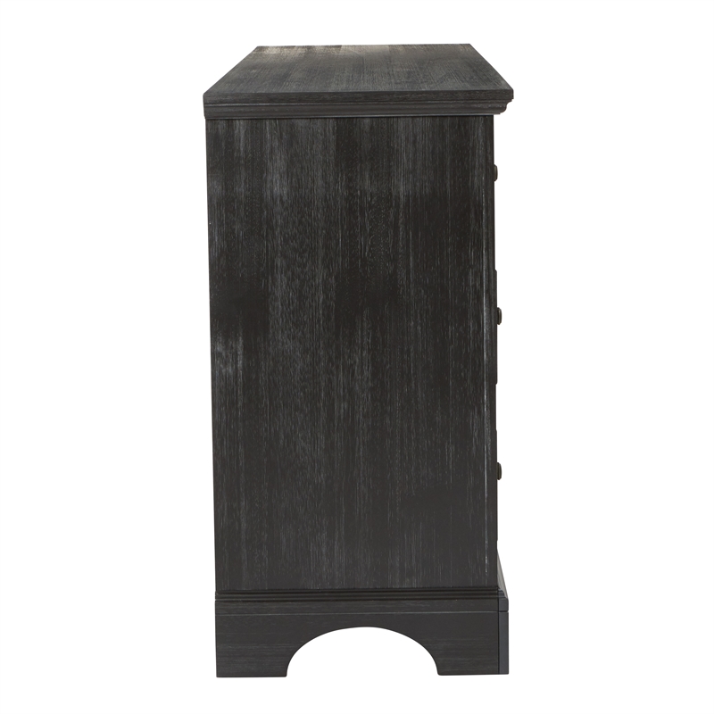 Scranton & Co 6-Drawer Farmhouse Dresser in Rustic Black Mahogany Wood Veneer