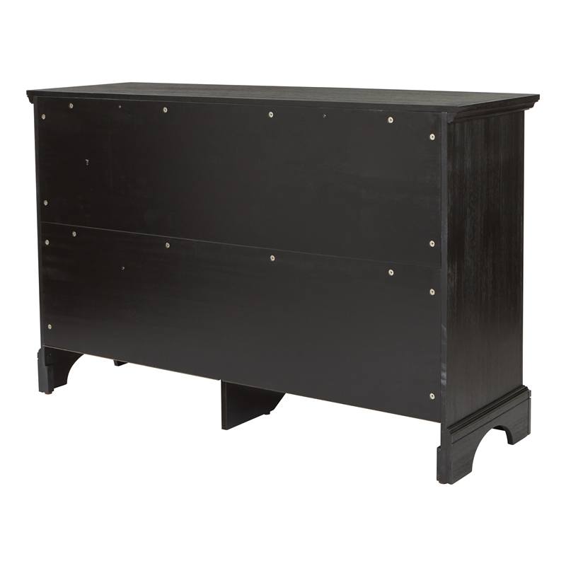 Scranton & Co 6-Drawer Farmhouse Dresser in Rustic Black Mahogany Wood Veneer