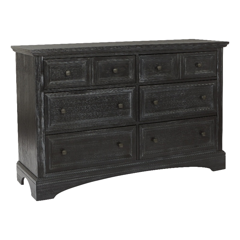 Scranton & Co 6-Drawer Farmhouse Dresser in Rustic Black Mahogany Wood Veneer