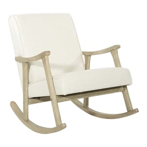 Scranton & Co Mid-Century Rocking Chair in Linen Cream Fabric