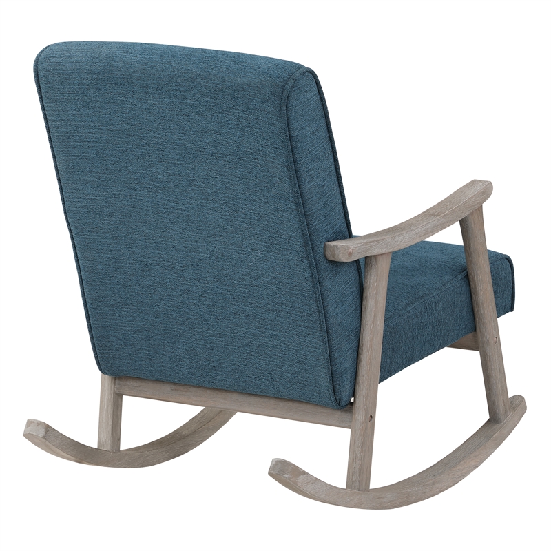 Scranton & Co Mid-Century Rocking Chair in Azure Blue Fabric