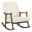 Scranton & Co Mid-Century Rocker in Linen White with Brushed Brown Frame