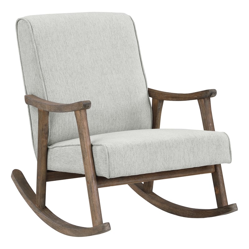 Scranton & Co Mid-Century Rocker in Smoke Ash with Brushed Brown Frame