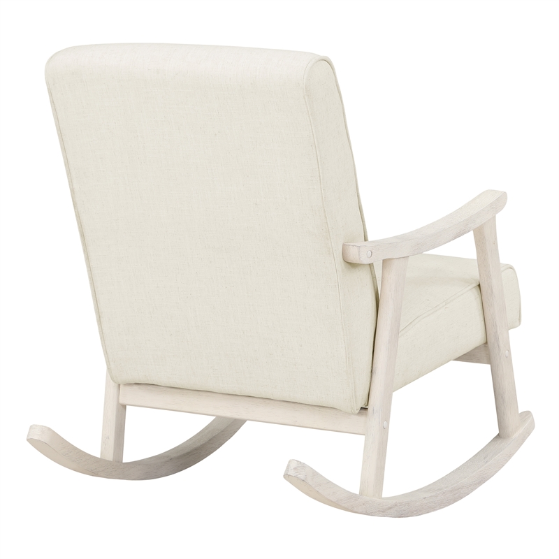 Scranton & Co Mid-Century Rocker in Linen White with Antique White Frame