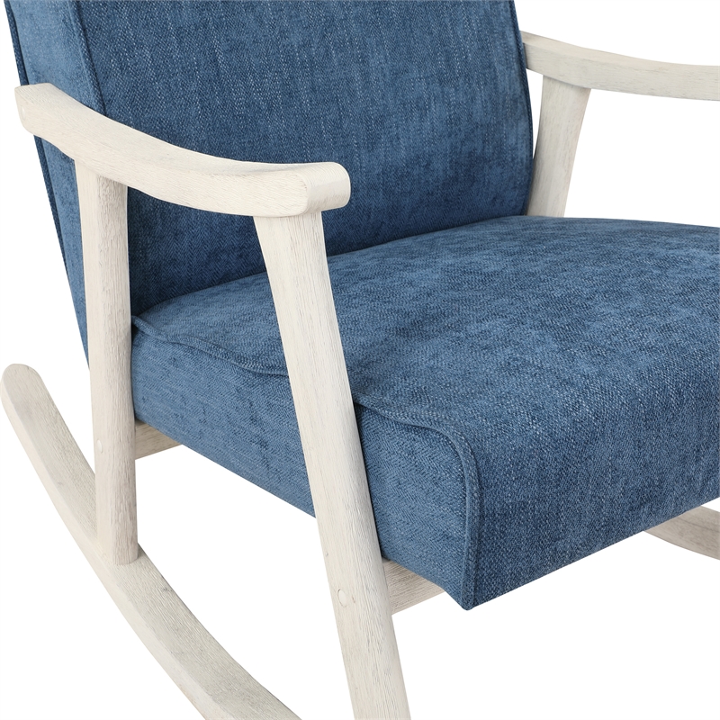 Scranton & Co Mid-Century Rocker in Navy Fabric with Antique White Frame