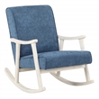 Scranton & Co Mid-Century Rocker in Navy Fabric with Antique White Frame
