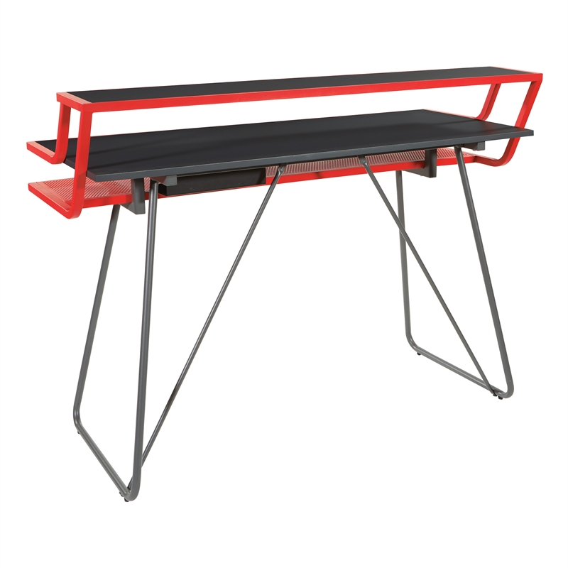 Scranton & Co Red Gaming Desk with Metal Legs and RGB LED Lighting