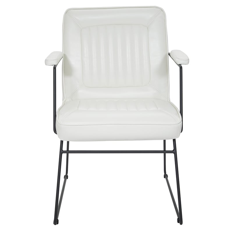 Scranton & Co White Faux Leather Accent Chair with Black Sled Base