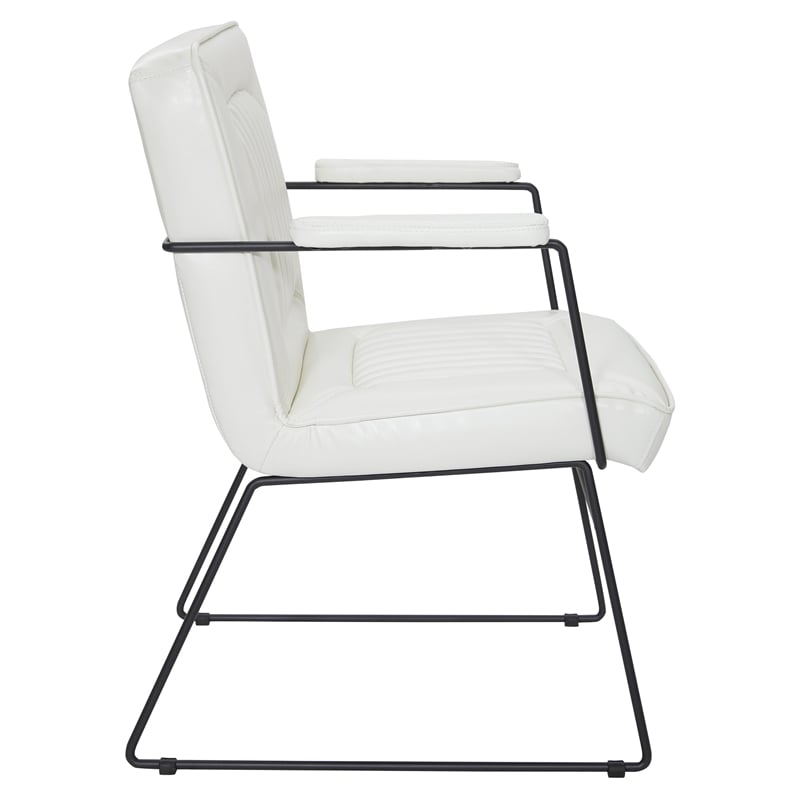 Scranton & Co White Faux Leather Accent Chair with Black Sled Base