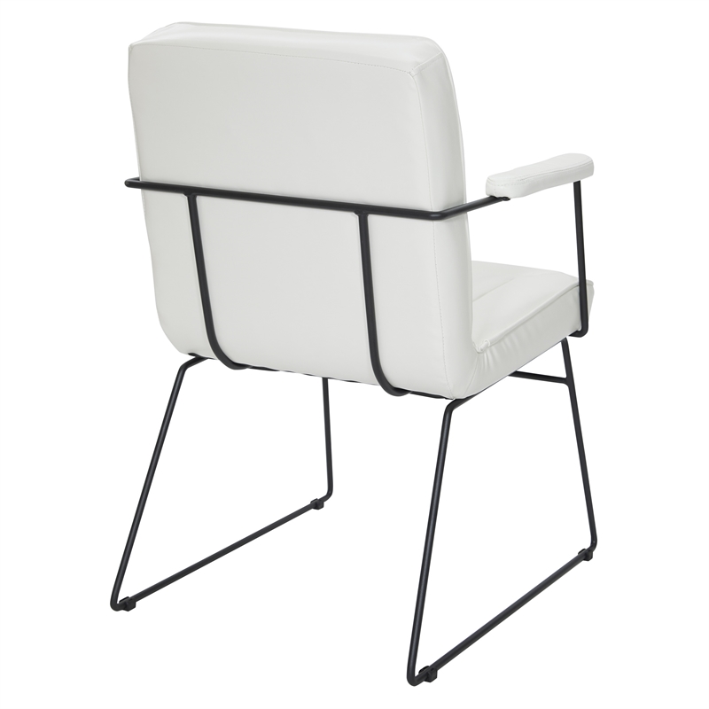 Scranton & Co White Faux Leather Accent Chair with Black Sled Base