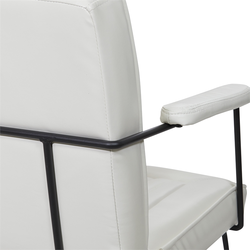 Scranton & Co White Faux Leather Accent Chair with Black Sled Base