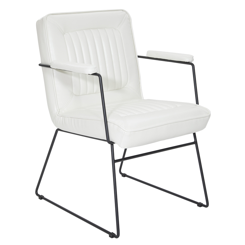 Scranton & Co White Faux Leather Accent Chair with Black Sled Base